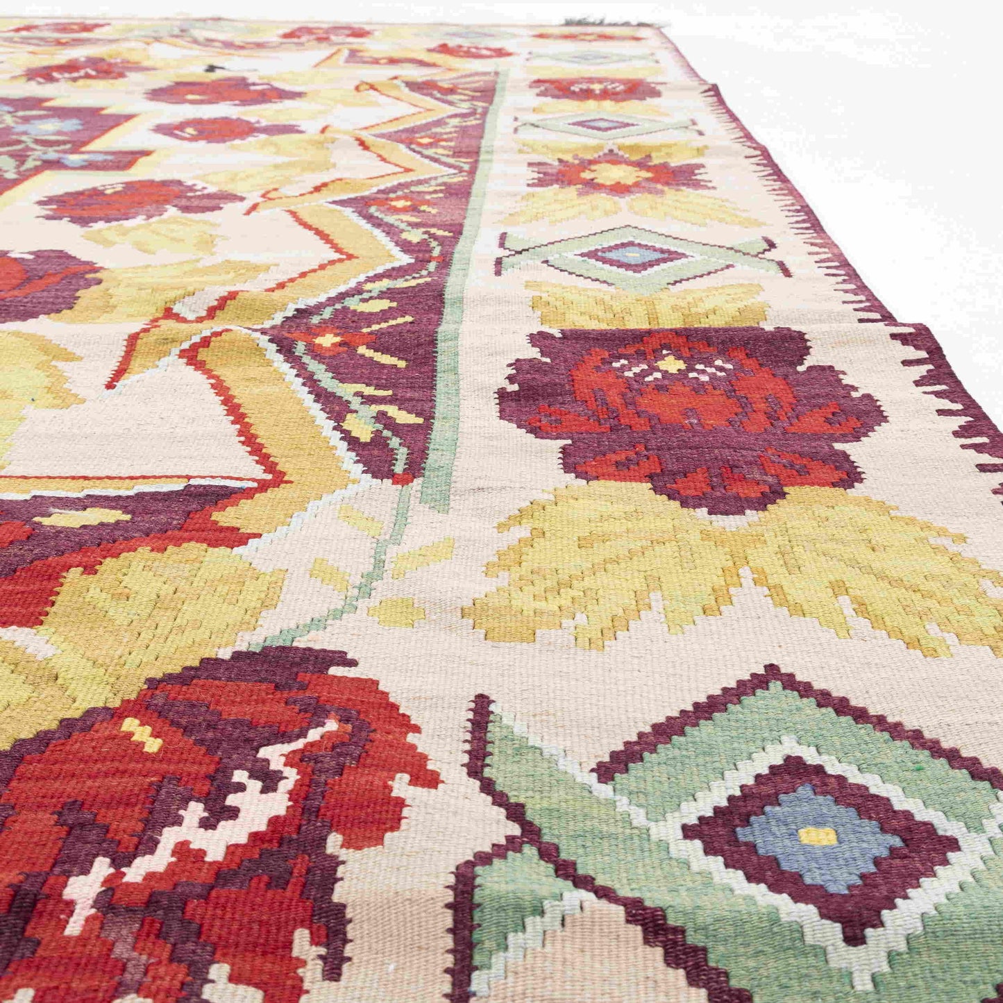 Handmade Gocmen Kilim Wool On Wool Unique 240 X 334 Cm - 7' 11'' X 11' Yellow C006