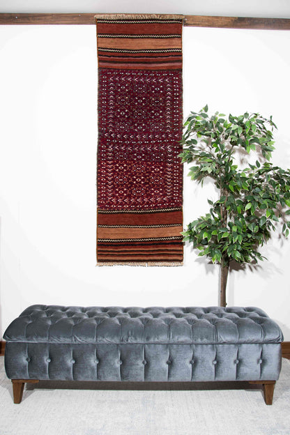 Handmade Oriental Unique Herki Cicim Runner Kilim 58 X 164 Cm - 1'11'' X 5'5'' Red C014