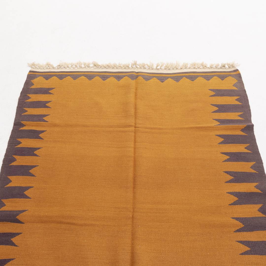 Oriental Kilim Anatolian Handmade Wool On Wool 132 X 213 Cm - 4' 4'' X 7' Yellow C006 ER12