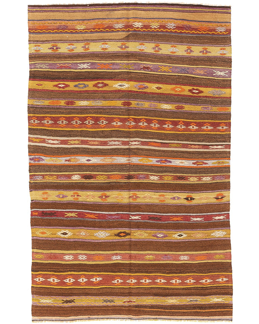 Kilim de Anatolia Tejido a mano Lana sobre lana Único Tradicional 140 X 225 Cm - 4' 8'' X 7' 5'' m2: 3,15