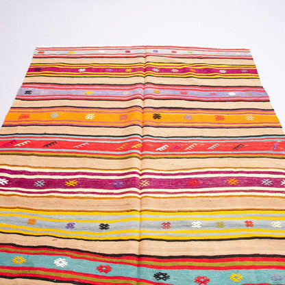 Kilim de Anatolia tejido a mano Lana sobre lana Único Tradicional 143 X 257 Cm - 4' 9'' X 8' 6'' m2: 3,6751
