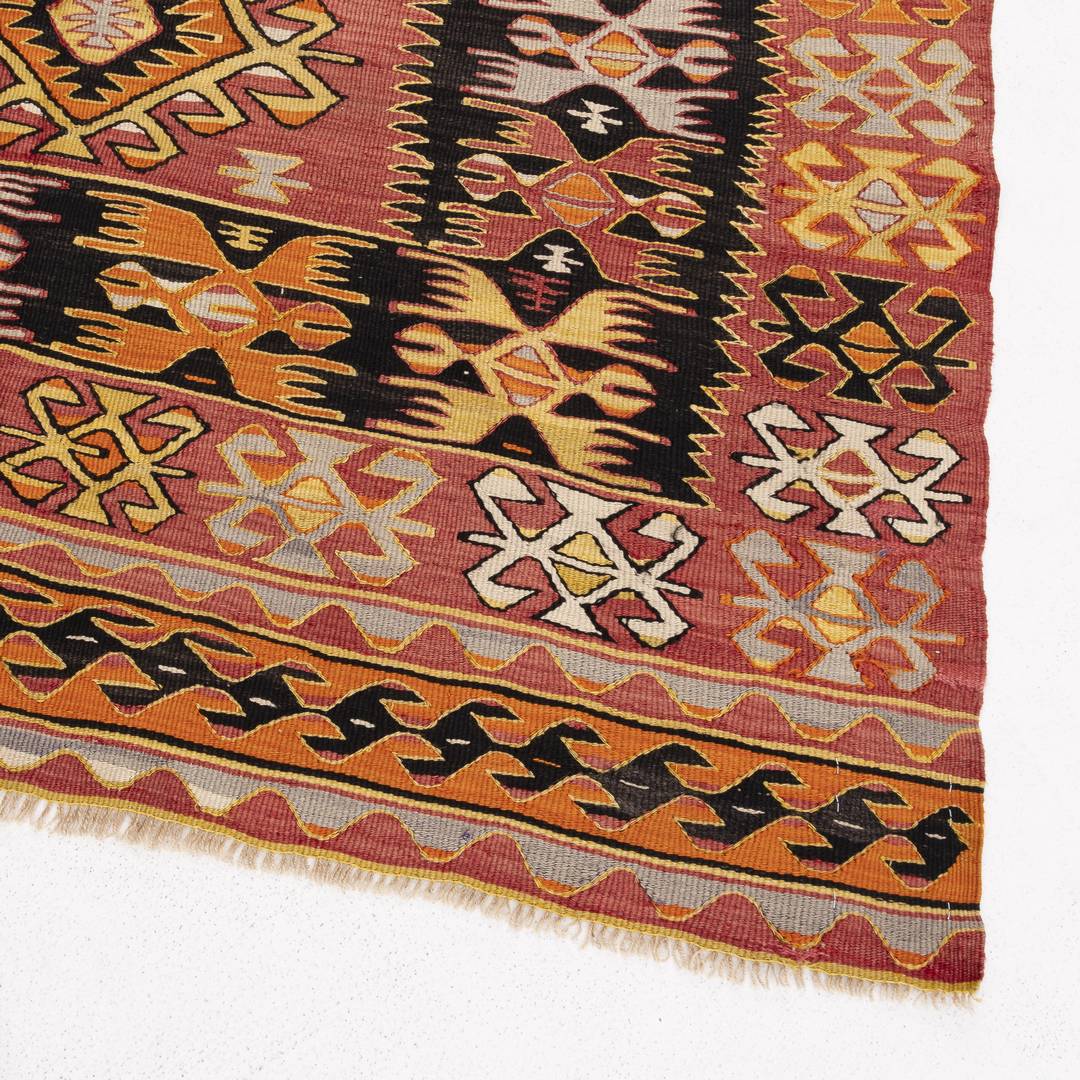 Oriental Kilim Anatolian Handmade Wool On Wool 146 X 195 Cm - 4' 10'' X 6' 5'' Orange C011 ER12