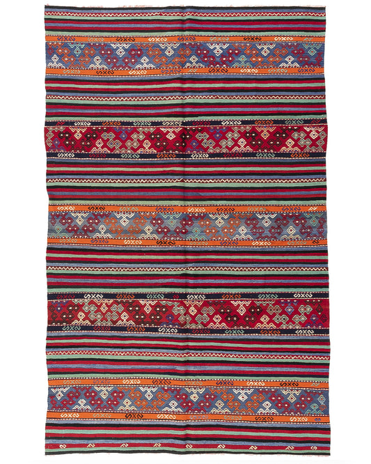 Kilim de Anatolia tejido a mano Lana sobre lana Auténtico Único 155 X 250 Cm - 5' 2'' X 8' 3'' m2: 3.875