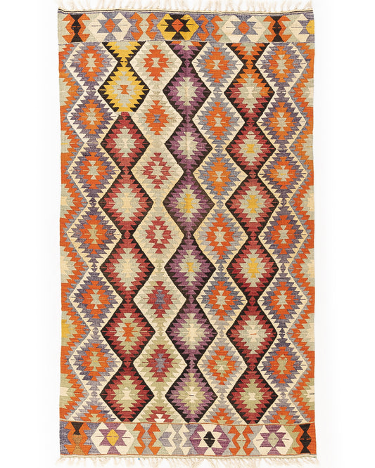 Oriental Kilim Anatolian Handmade Wool On Wool 156 X 260 Cm - 5' 2'' X 8' 7'' Orange C011 ER12