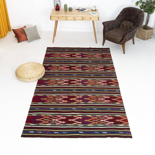 Oriental Kilim Anatolian Handmade Wool On Wool 156 X 288 Cm - 5' 2'' X 9' 6'' Multicolor C016 ER12