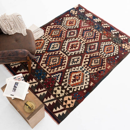 Oriental Kilim Anatolian Handmade Wool On Wool 158 X 221 Cm - 5' 3'' X 7' 4'' Multicolor C016 ER12
