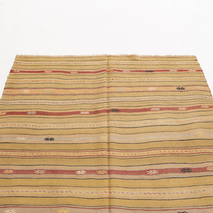 Oriental Kilim Anatolian Handmade Wool On Wool 160 X 230 Cm - 5' 3'' X 7' 7'' Yellow C006 ER12