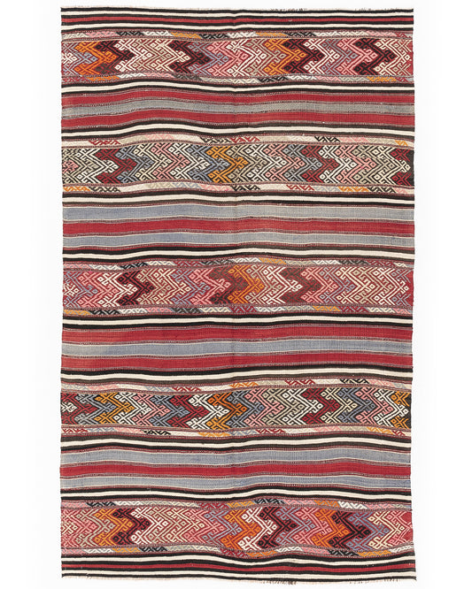 Oriental Kilim Anatolian Handmade Wool On Wool 160 X 260 Cm - 5' 3'' X 8' 7'' Multicolor C016 ER12
