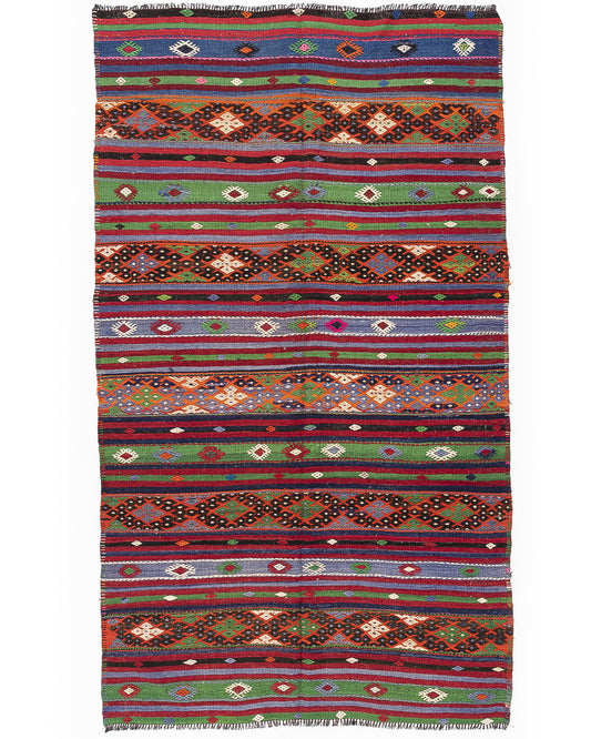 Oriental Kilim Anatolian Handmade Wool On Wool 160 X 286 Cm - 5' 3'' X 9' 5'' Multicolor C016 ER12