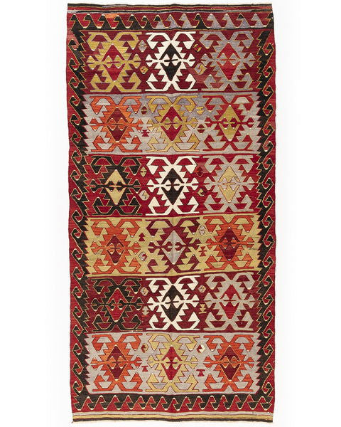 Kilim Tejido A Mano Lana De Anatolia Sobre Lana Único Tradicional 160 X 320 Cm - 5' 3'' X 10' 6'' m2: 5,12