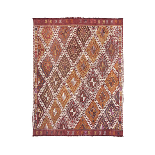 Oriental Kilim Anatolian Handmade Wool On Wool 164 X 212 Cm - 5' 5'' X 7' Burgundy C021 ER12