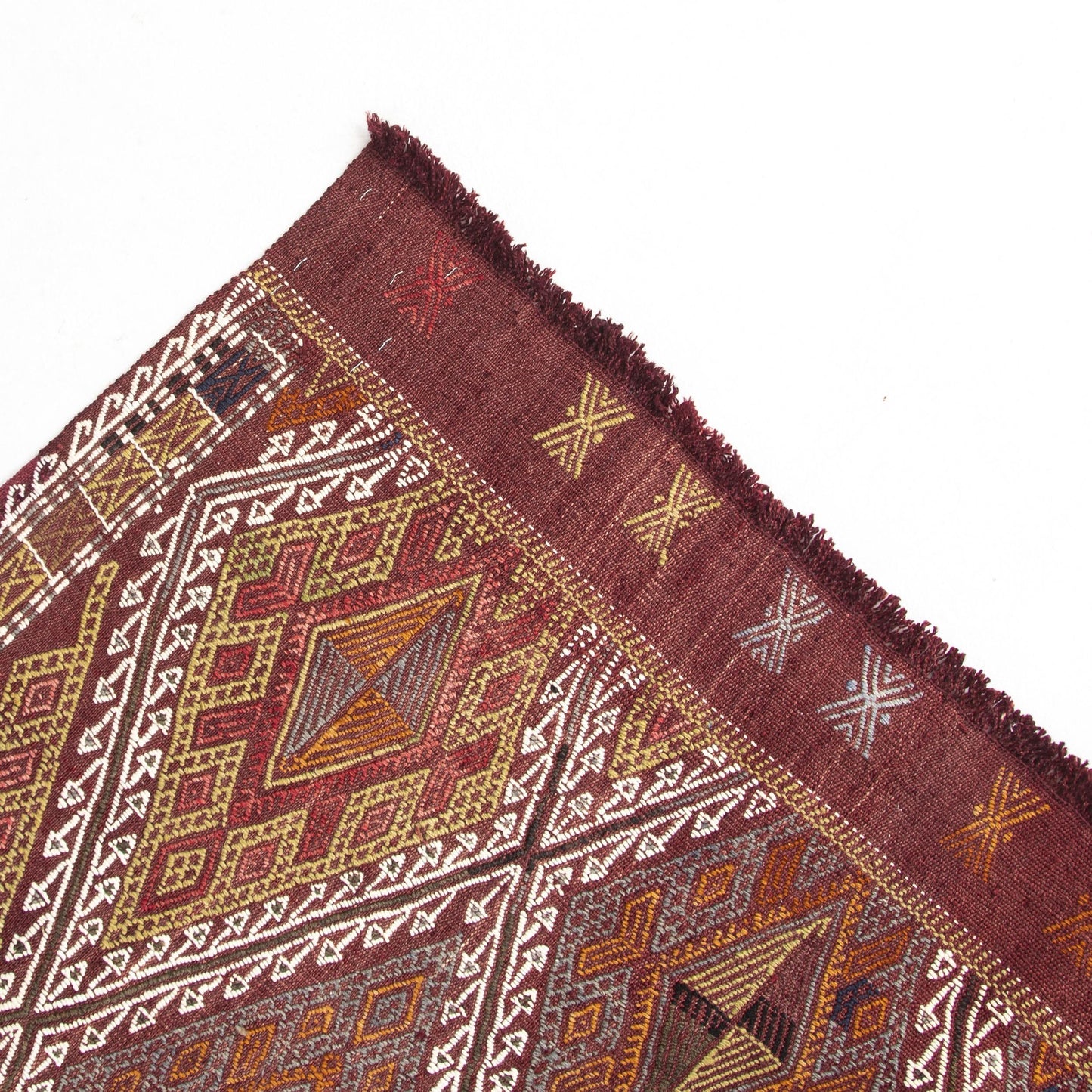 Oriental Kilim Anatolian Handmade Wool On Wool 164 X 212 Cm - 5' 5'' X 7' Burgundy C021 ER12