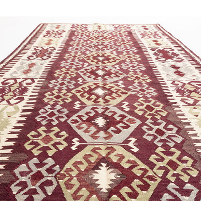 Oriental Kilim Anatolian Handmade Wool On Wool 164 X 308 Cm - 5' 5'' X 10' 2'' Burgundy C021 ER12