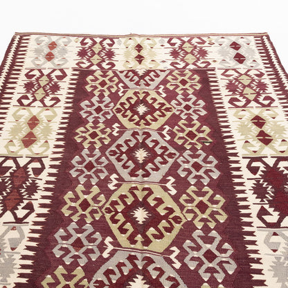 Oriental Kilim Anatolian Handmade Wool On Wool 164 X 308 Cm - 5' 5'' X 10' 2'' Burgundy C021 ER12