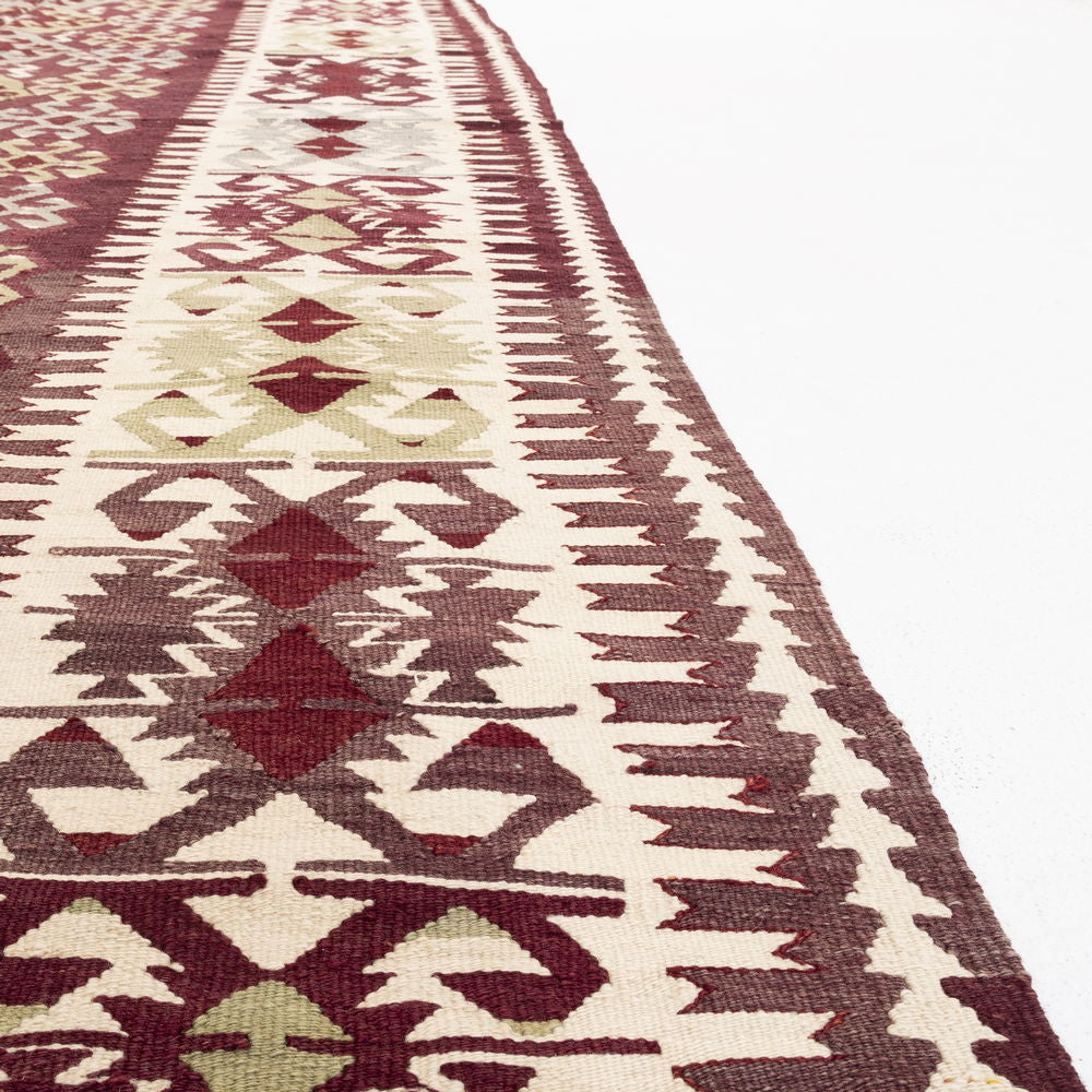 Oriental Kilim Anatolian Handmade Wool On Wool 164 X 308 Cm - 5' 5'' X 10' 2'' Burgundy C021 ER12