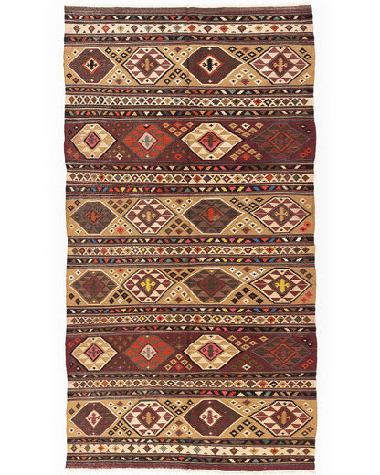 Kilim Tejido A Mano Lana De Anatolia Sobre Lana Auténtico Único 164 X 310 Cm - 5' 5'' X 10' 3'' m2: 5,084