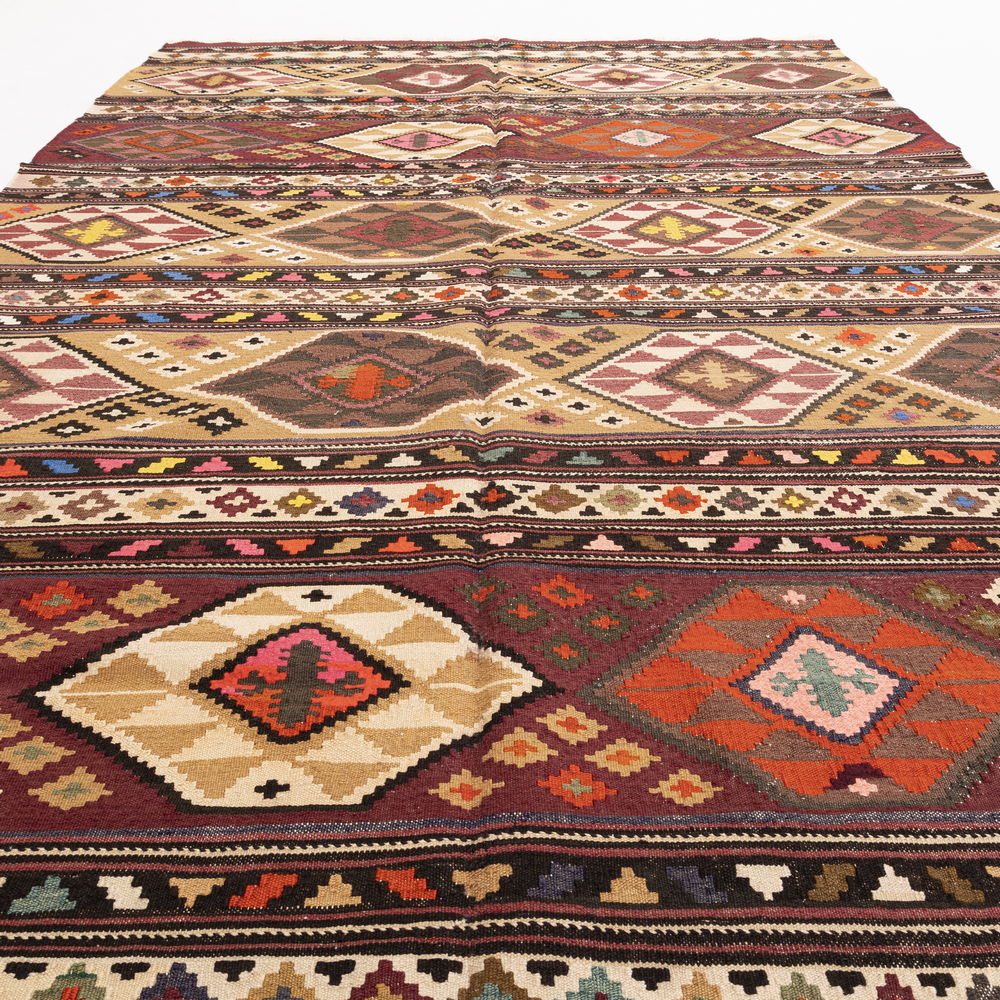 Kilim Tejido A Mano Lana De Anatolia Sobre Lana Auténtico Único 164 X 310 Cm - 5' 5'' X 10' 3'' m2: 5,084