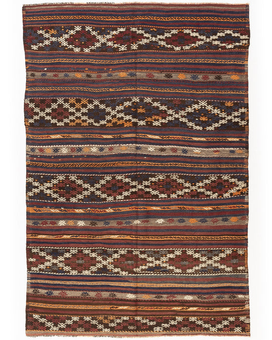 Oriental Kilim Anatolian Handmade Wool On Wool 165 X 241 Cm - 5' 5'' X 7' 11'' Brown C005 ER12