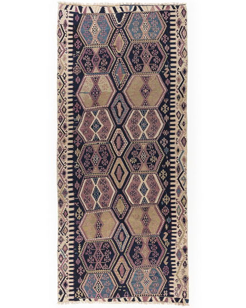 Kilim Tejido A Mano De Lana De Anatolia Sobre Lana Tradicional Mediterránea 165 X 383 Cm - 5' 5'' X 12' 7'' m2: 6,3195