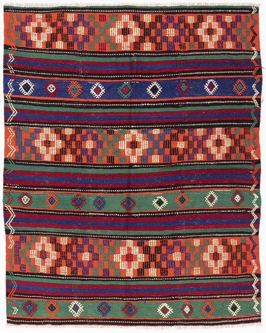 Oriental Kilim Anatolian Handmade Wool On Wool 167 X 200 Cm - 5' 6'' X 6' 7'' Multicolor C016 ER12