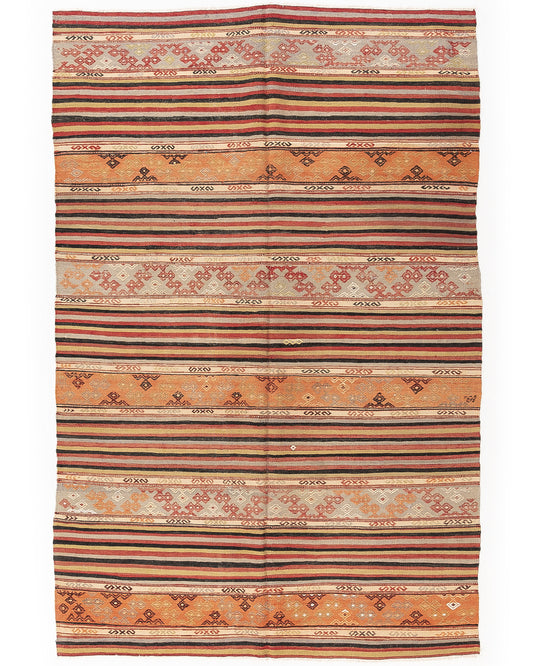 Oriental Kilim Anatolian Handmade Wool On Wool 167 X 258 Cm - 5' 6'' X 8' 6'' Sand C007 ER12