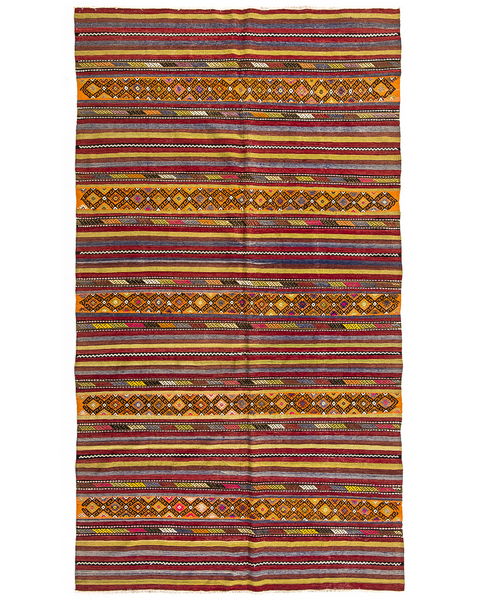 Oriental Kilim Anatolian Handmade Wool On Wool 170 X 300 Cm - 5' 7'' X 9' 11'' Orange And Multicolor C011 C016 ER12