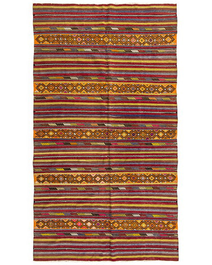 Oriental Kilim Anatolian Handmade Wool On Wool 170 X 300 Cm - 5' 7'' X 9' 11'' Orange And Multicolor C011 C016 ER12