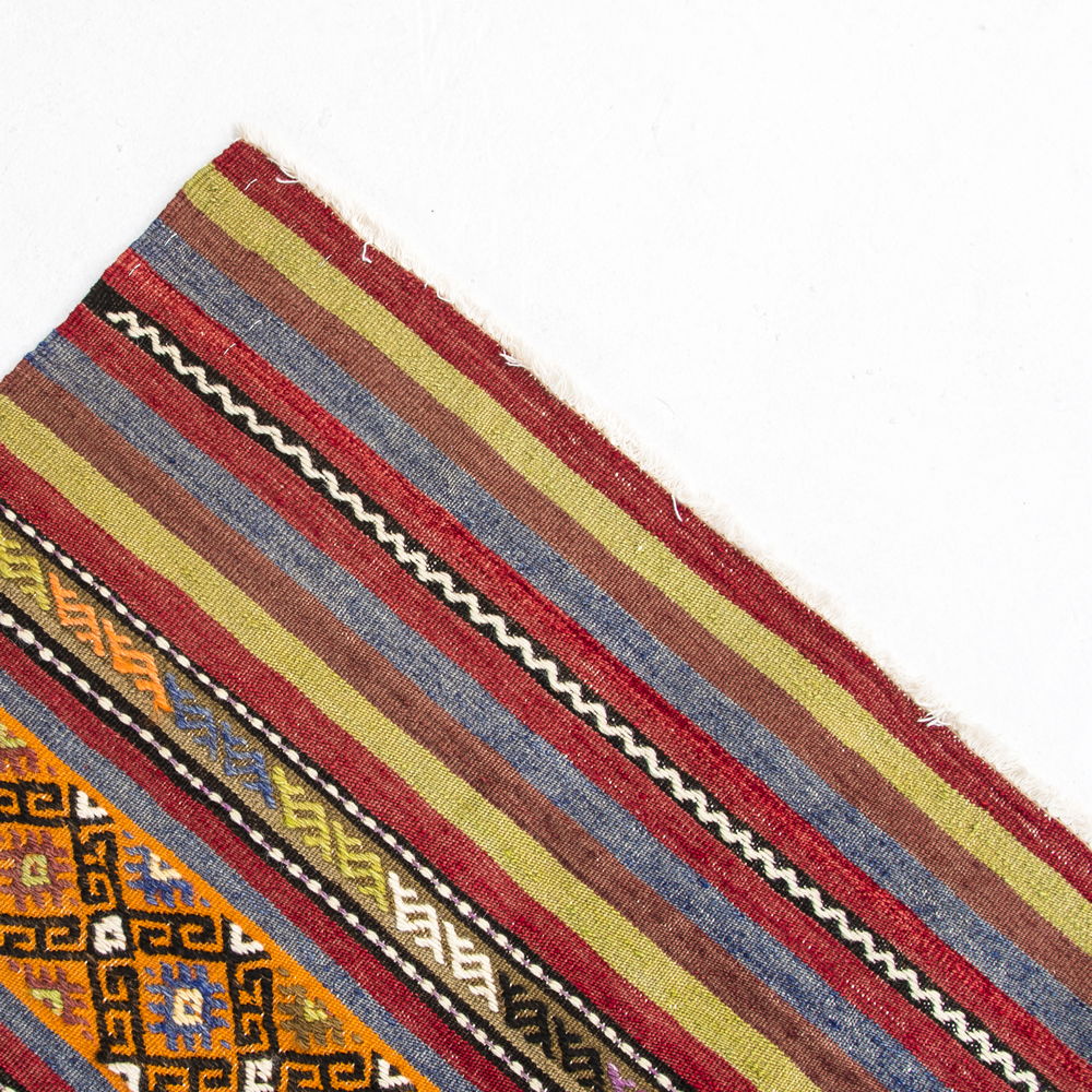 Oriental Kilim Anatolian Handmade Wool On Wool 170 X 300 Cm - 5' 7'' X 9' 11'' Orange And Multicolor C011 C016 ER12