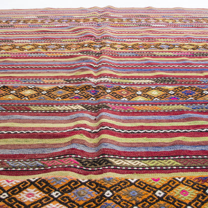 Oriental Kilim Anatolian Handmade Wool On Wool 170 X 300 Cm - 5' 7'' X 9' 11'' Orange And Multicolor C011 C016 ER12