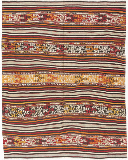 Oriental Kilim Anatolian Handmade Wool On Wool 175 X 220 Cm - 5' 9'' X 7' 3'' Multicolor C016 ER12