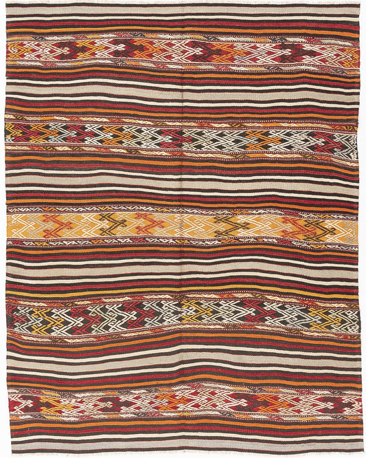 Oriental Kilim Anatolian Handmade Wool On Wool 175 X 220 Cm - 5' 9'' X 7' 3'' Multicolor C016 ER12