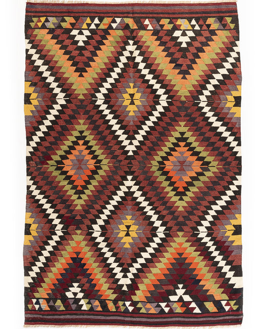 Oriental Kilim Anatolian Handmade Wool On Wool 180 X 255 Cm - 5' 11'' X 8' 5'' Multicolor C016 ER12