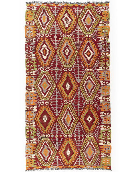 Oriental Kilim Anatolian Handmade Wool On Wool 180 X 350 Cm - 5' 11'' X 11' 6'' Red C014 ER23