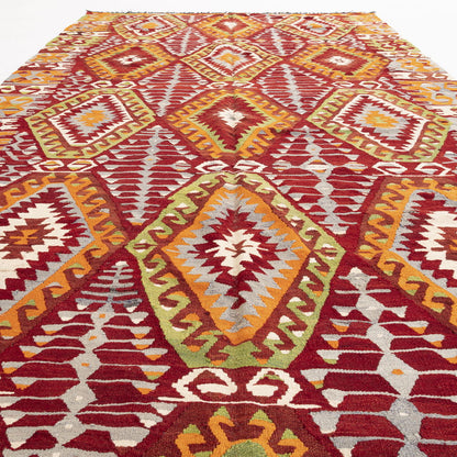 Kilim Tejido A Mano Lana De Anatolia Sobre Lana Tradicional Mediterráneo 180 X 350 Cm - 5' 11'' X 11' 6'' m2: 6,3