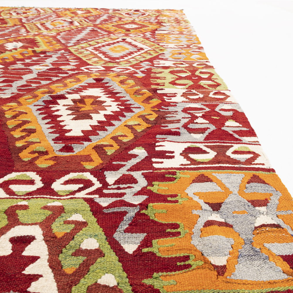 Kilim Tejido A Mano Lana De Anatolia Sobre Lana Tradicional Mediterráneo 180 X 350 Cm - 5' 11'' X 11' 6'' m2: 6,3