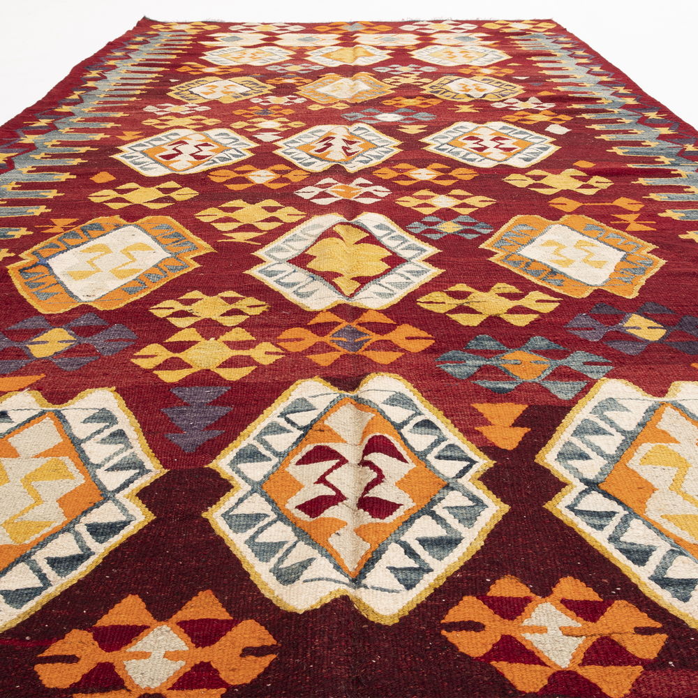 Oriental Kilim Anatolian Handmade Wool On Wool 180 X 365 Cm - 5' 11'' X 12' Red C014 ER23