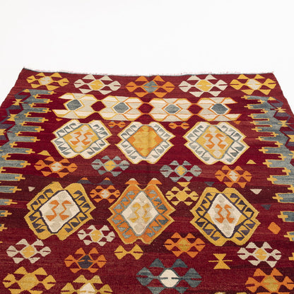 Oriental Kilim Anatolian Handmade Wool On Wool 180 X 365 Cm - 5' 11'' X 12' Red C014 ER23