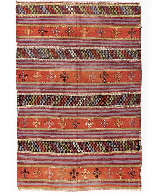 Oriental Kilim Anatolian Handmade Wool On Wool 183 X 267 Cm - 6' 1'' X 8' 10'' Orange C011 ER12
