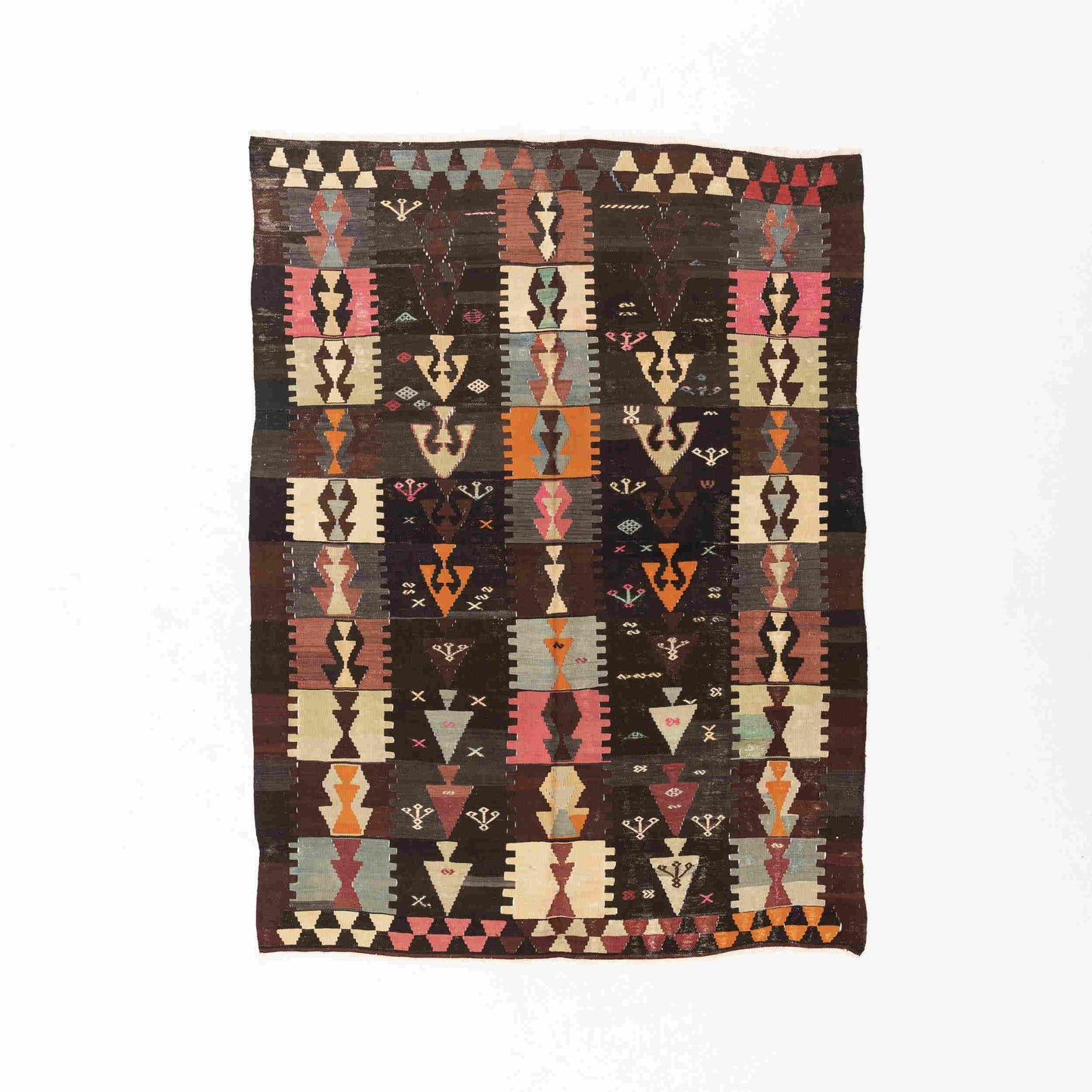 Oriental Kilim Anatolian Handmade Wool On Wool 186 X 245 Cm - 6' 2'' X 8' 1'' Brown C005 ER12