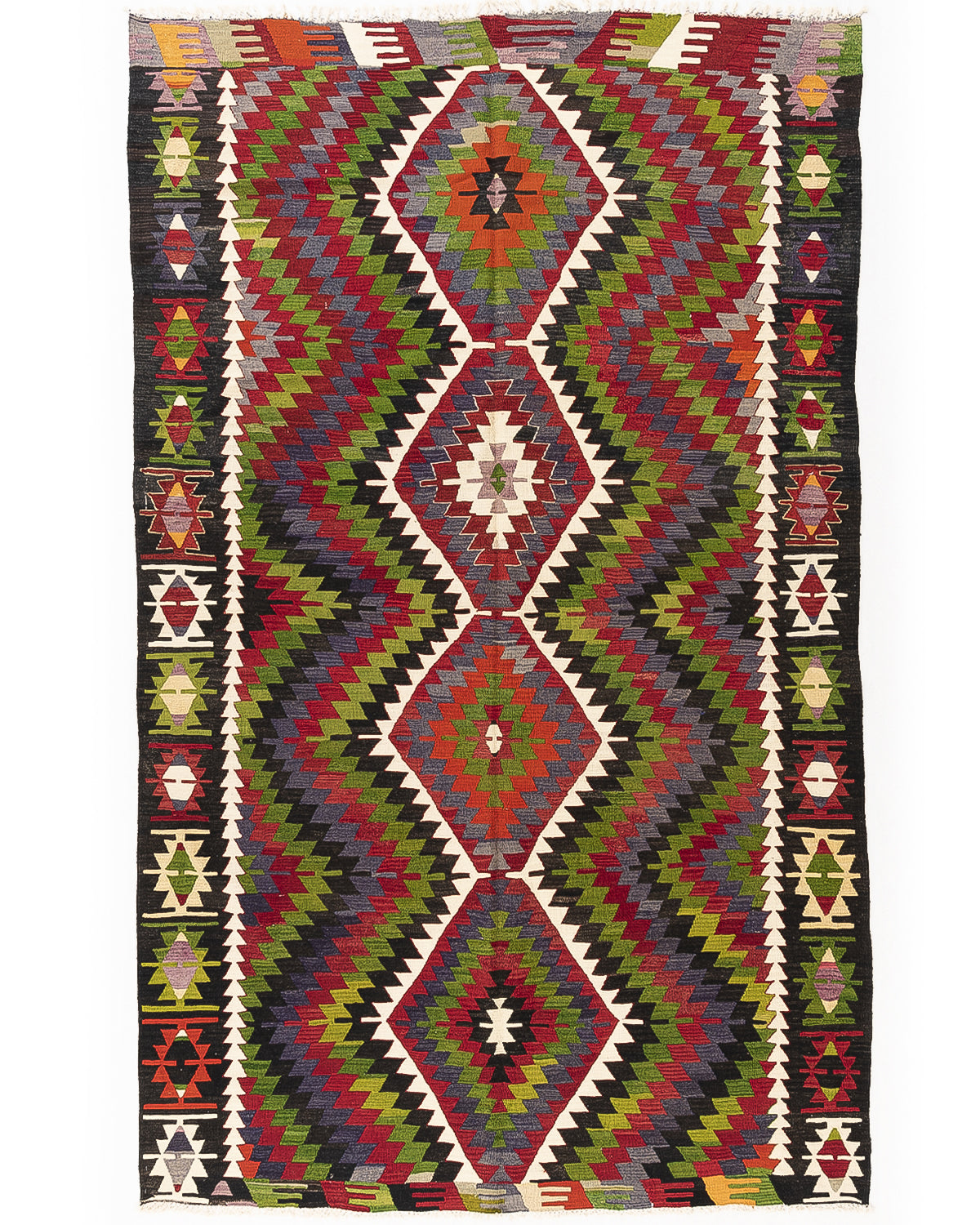 Kilim oriental de Anatolia, hecho a mano, de lana sobre lana, 195 x 320 cm, verde C001 ER23