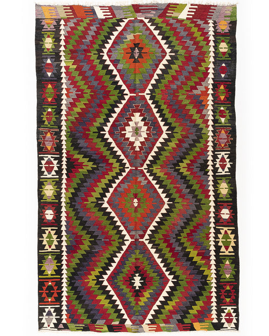 Oriental Kilim Anatolian Handmade Wool On Wool 195 X 320 Cm - 6' 5'' X 10' 6'' Green C001 ER23