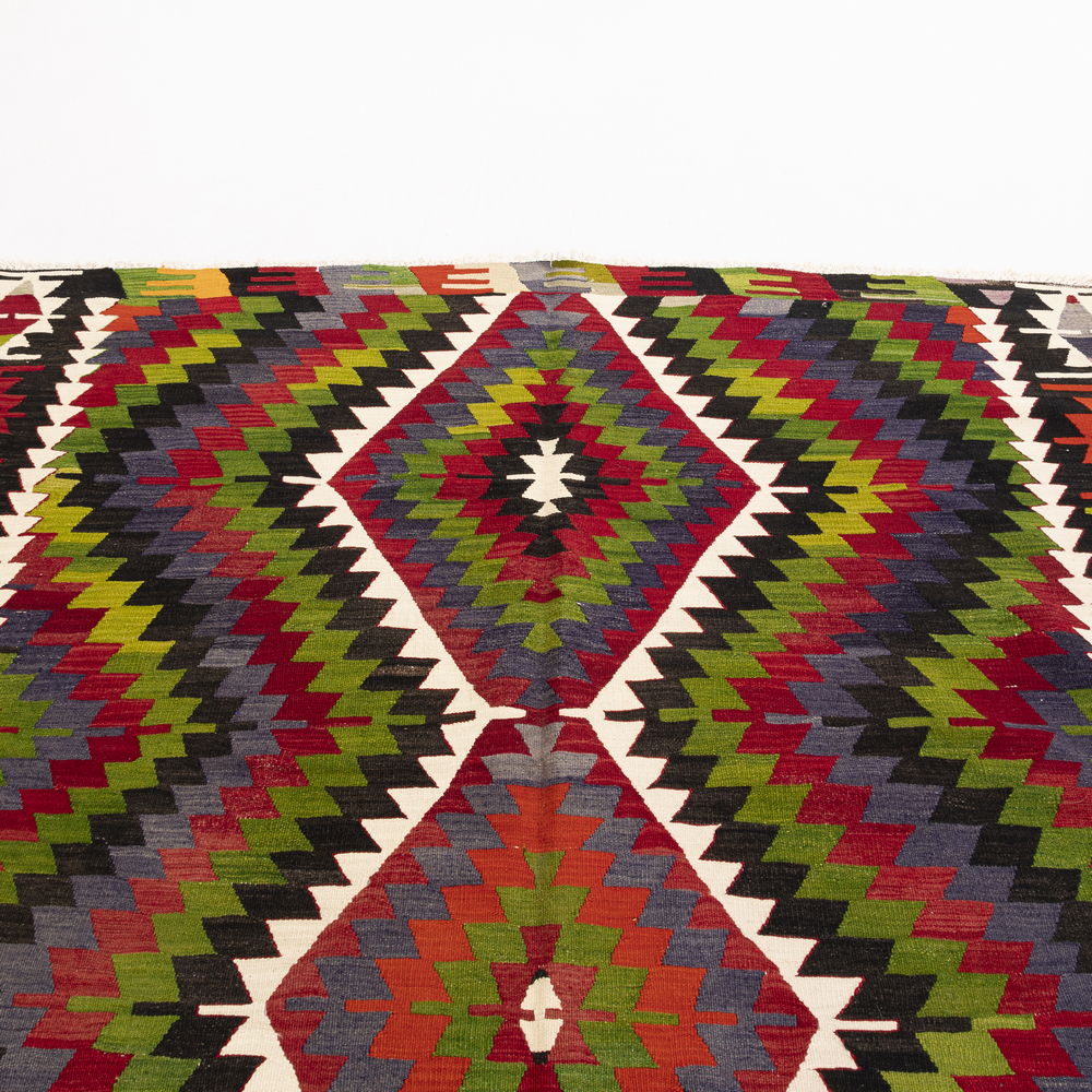 Kilim oriental de Anatolia, hecho a mano, de lana sobre lana, 195 x 320 cm, verde C001 ER23