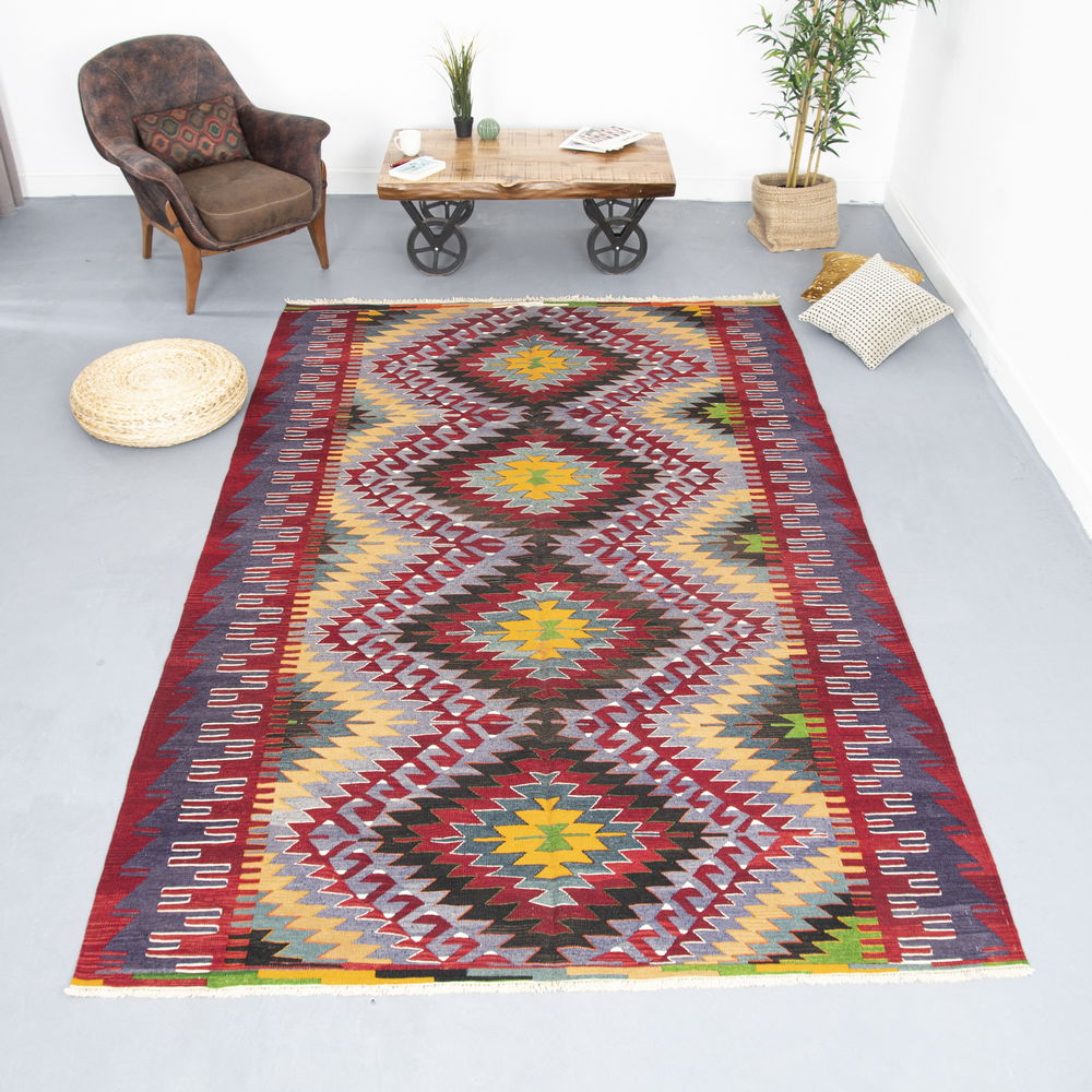 Oriental Kilim Anatolian Handmade Wool On Wool 200 X 300 Cm - 6' 7'' X 9' 11'' Multicolor C016 ER23