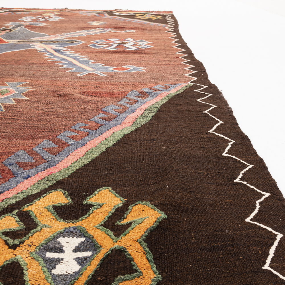 Oriental Kilim Anatolian Handmade Wool On Wool 210 X 338 Cm - 6' 11'' X 11' 2'' Brown C005 ER23