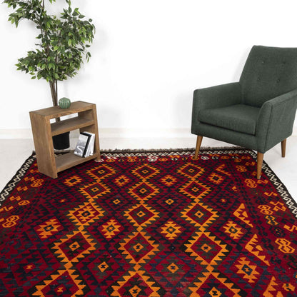 Oriental Kilim Anatolian Handmade Wool On Wool 214 X 330 Cm - 7' 1'' X 10' 10'' Burgundy C021 ER23