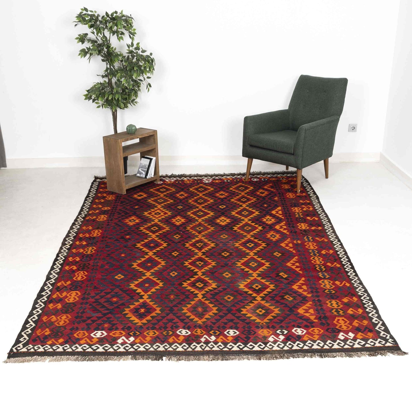 Oriental Kilim Anatolian Handmade Wool On Wool 214 X 330 Cm - 7' 1'' X 10' 10'' Burgundy C021 ER23