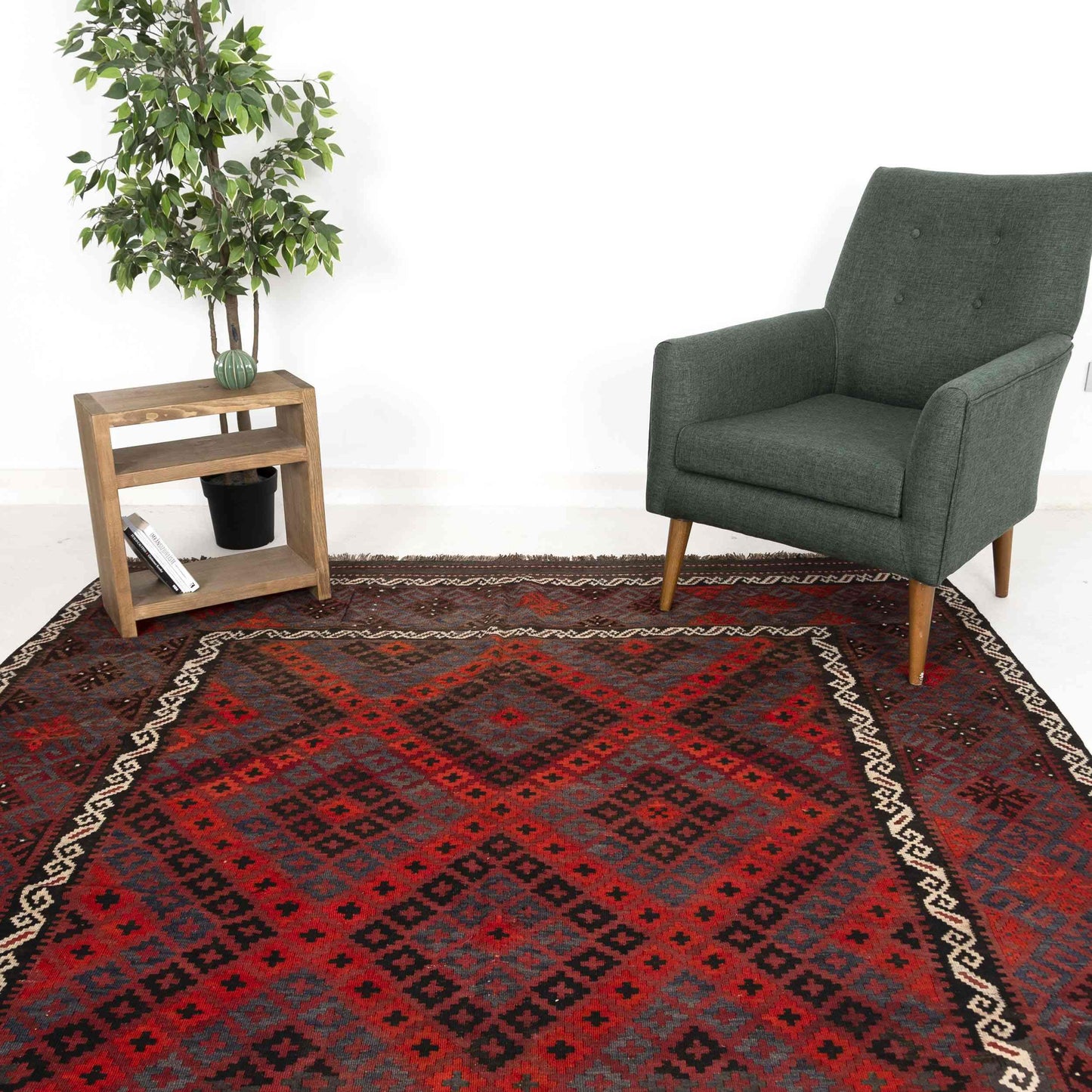 Oriental Kilim Anatolian Handmade Wool On Wool 225 X 301 Cm - 7' 5'' X 9' 11'' Burgundy C021 ER23