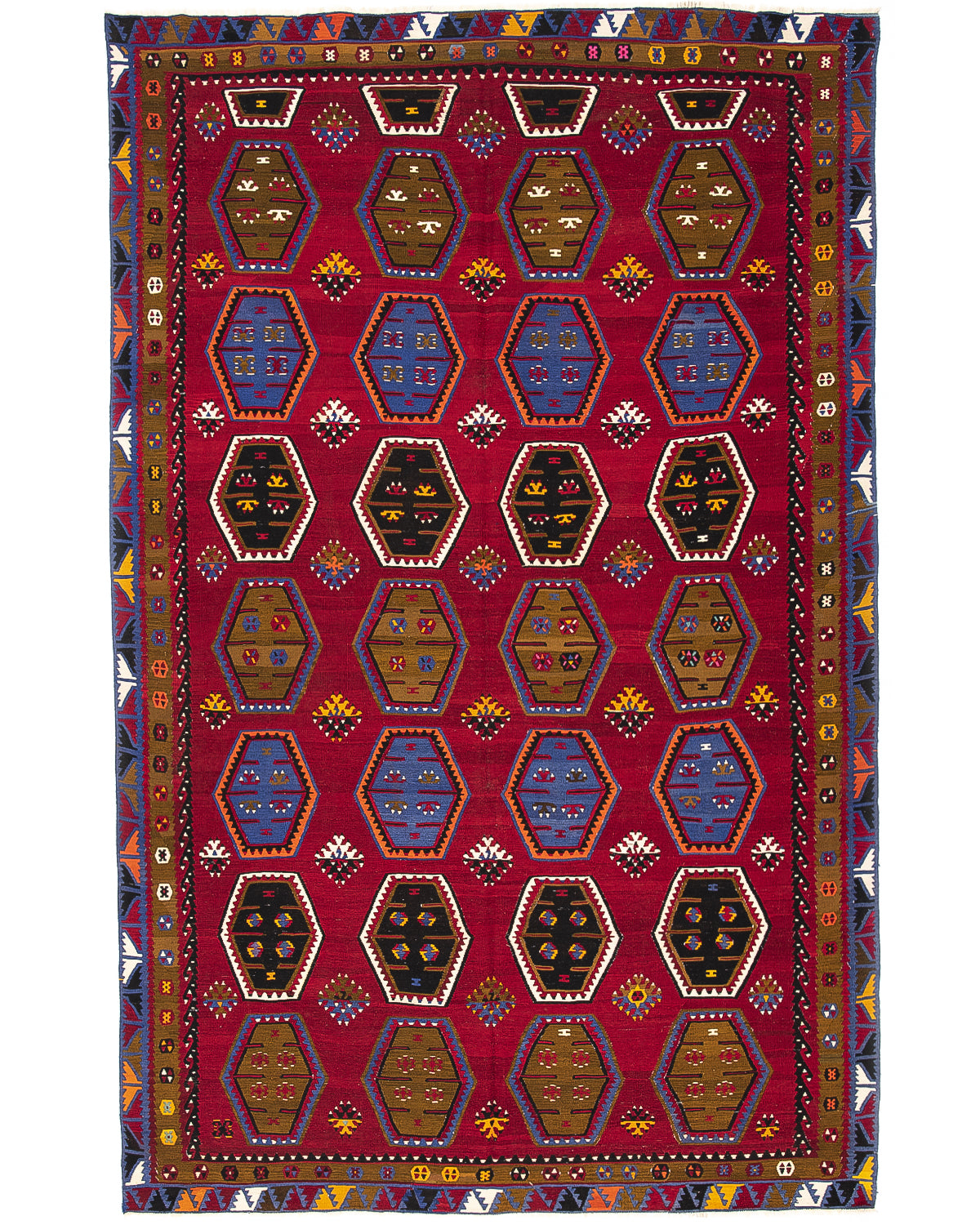 Kilim Tejido A Mano Lana Sarkisla Sobre Lana Oriental Auténtico Único 232 X 357 Cm - 7' 8'' X 11' 9'' m2: 8,2824