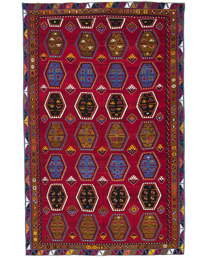 Kilim Tejido A Mano Lana Sarkisla Sobre Lana Oriental Auténtico Único 232 X 357 Cm - 7' 8'' X 11' 9'' m2: 8,2824