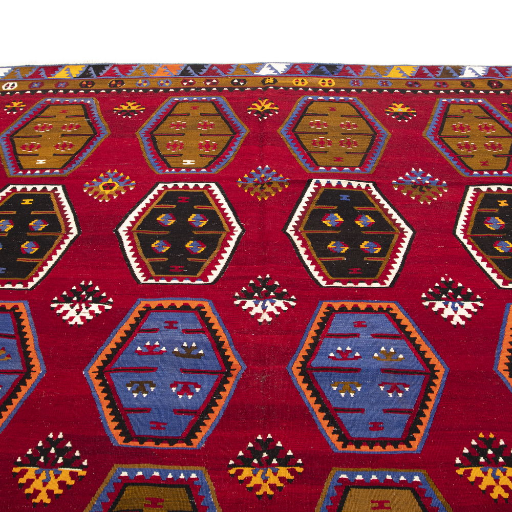 Kilim Tejido A Mano Lana Sarkisla Sobre Lana Oriental Auténtico Único 232 X 357 Cm - 7' 8'' X 11' 9'' m2: 8,2824